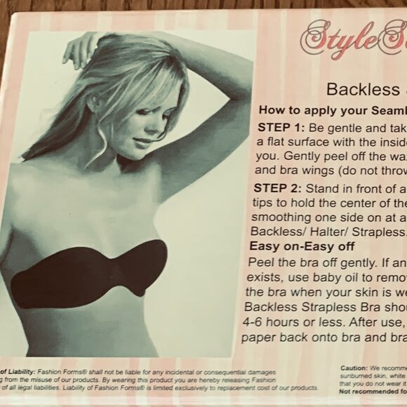 BRA SEAMLESS BACKLESS STRAPLESS Sz D  PASTIES NIPPLE COVERS L/XL - Picture 9 of 11